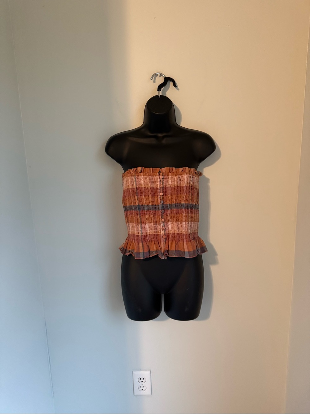 American Eagle Orange Rust Smocked Tube Top Size M